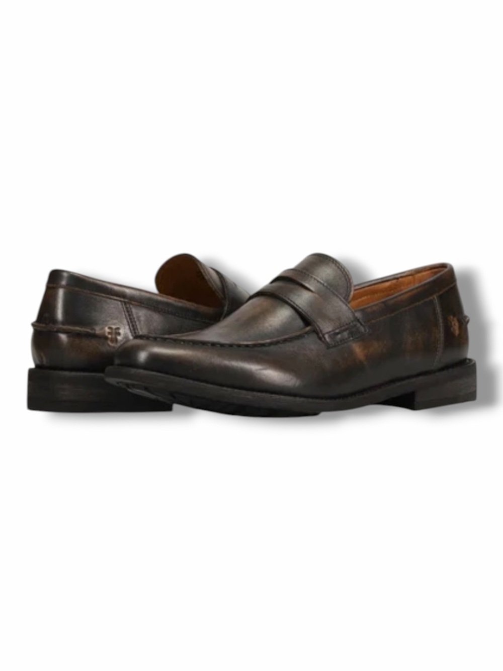 Frye Tyler Flex Penny Loafers Brown Distressed Leather Shoes Classic Sz 10.5 D
